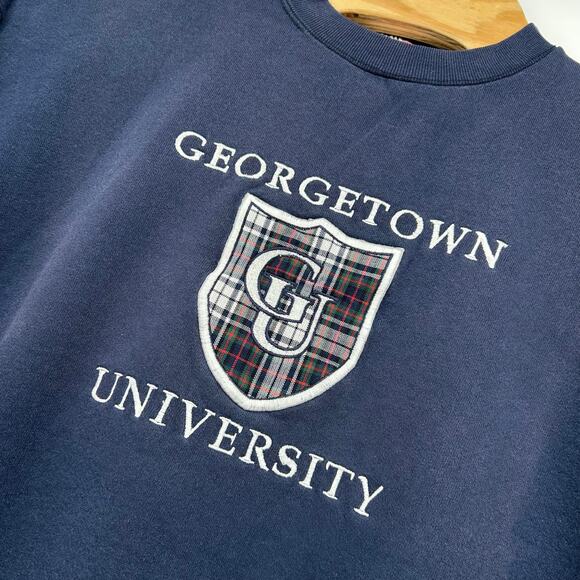 VTG 90s Men's Blue Nutmeg Georgetown University Bulldogs Crewneck Sweatshirt XL - Picture 4 of 8